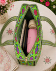 Colorful Fish Green Cotton Quilted Tote Bag